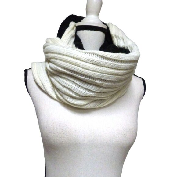 DKNY Fleece-Lined Knit Infinity Scarf, Cream - Picture 5 of 12